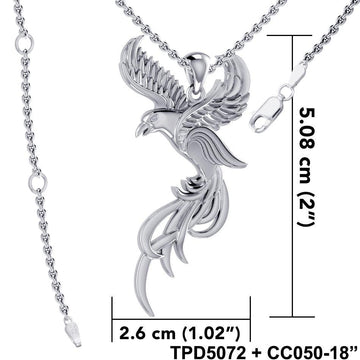 Soar to the Heavens Flying Phoenix Sterling Silver Pendant TPD5072 - Jewelry
